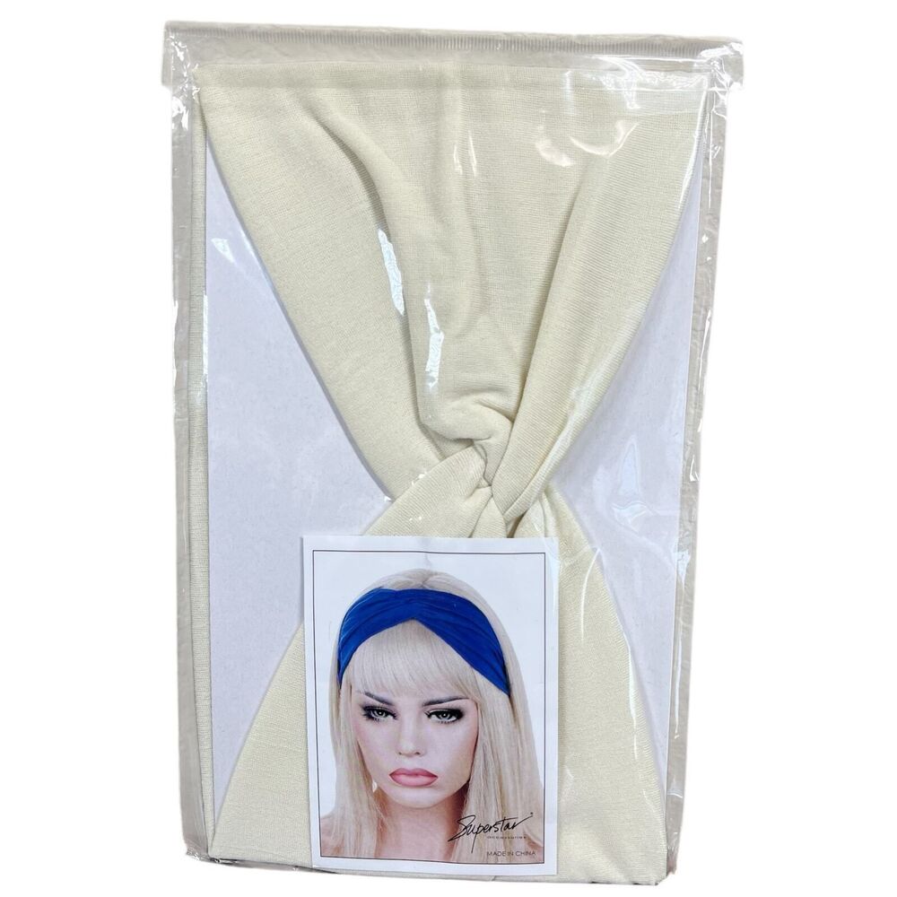 HeadBands Cream Wide Large Turban Boho Cloth Hairband Twisted Knot Yoga Hippie